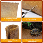 Bearded dragon resting safely on natural coconut fiber mat.