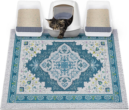 Glittme Cat Litter Mat with Non-Slip Bottom Litter Box Mat 33"X22" Litter Trapping Mat Easy to Clean Washable Cat Food Mat for Kitty,L - Image 15