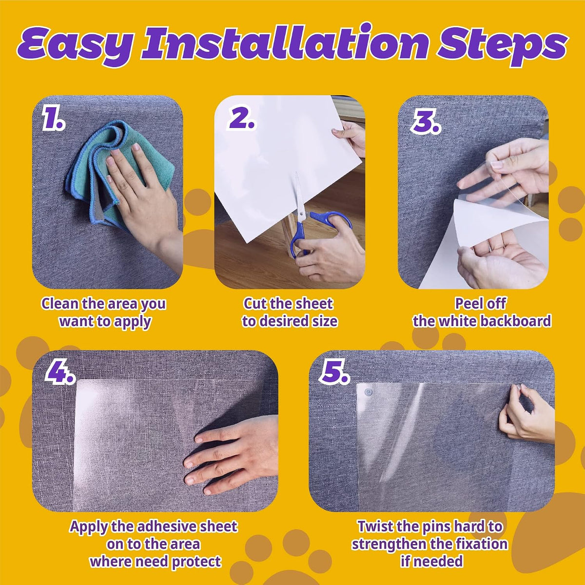 Easy peel backing on cat scratch protector sheet