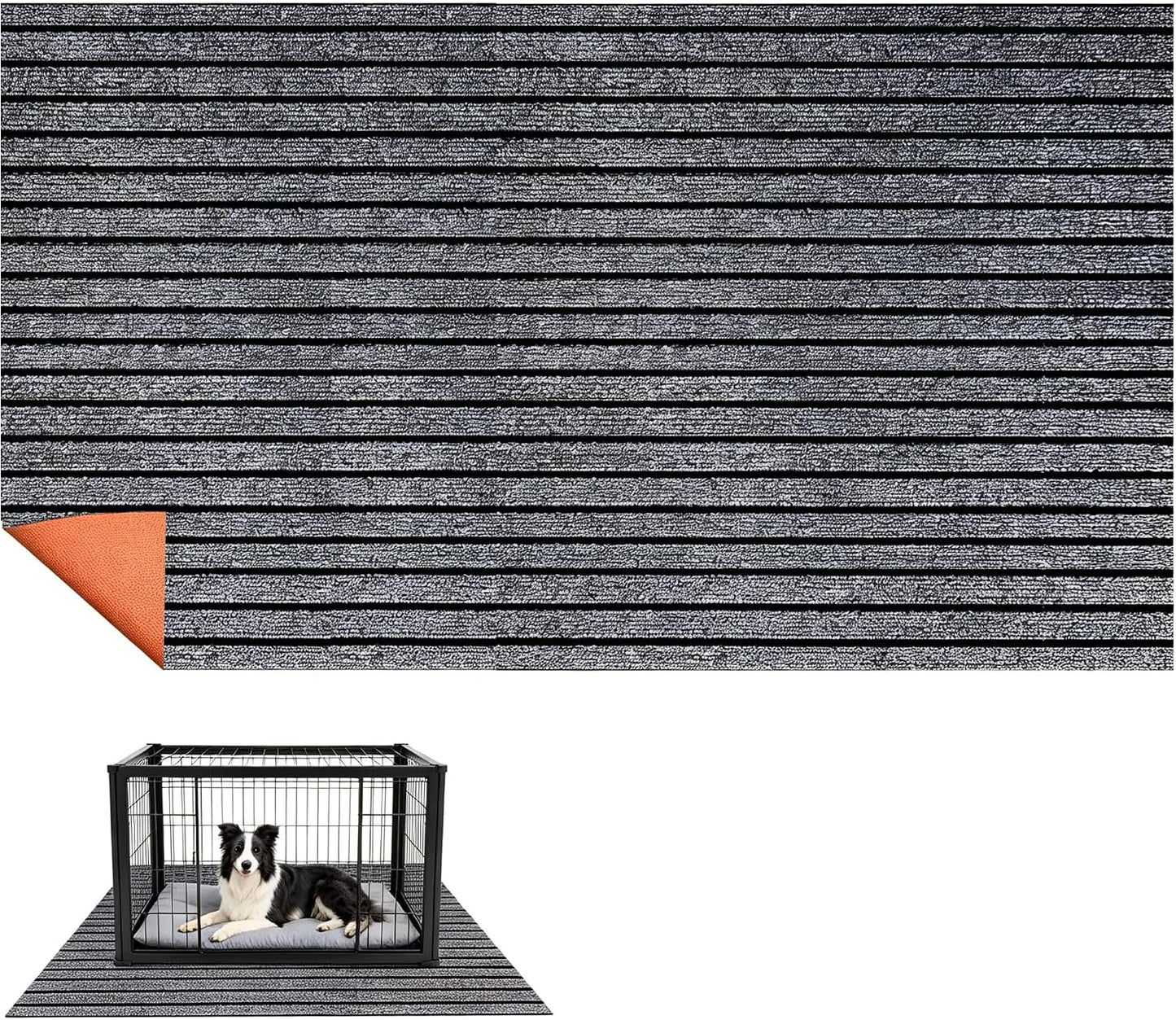 OCMML Extra Large Gray Waterproof Dog Crate Mat front view