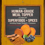 Natural dog food hydration topper pouch with turmeric ingredient