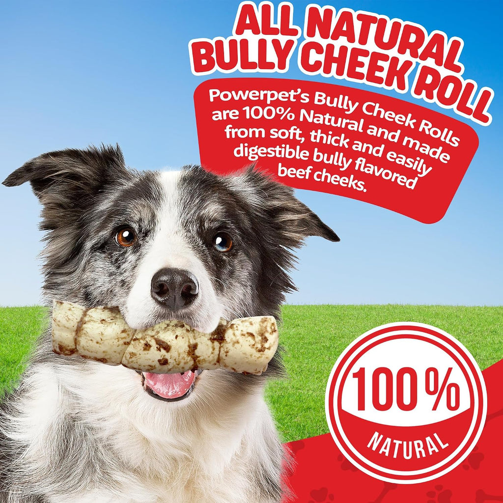 Powerpet healthy beef cheek roll dog treat ingredient view
