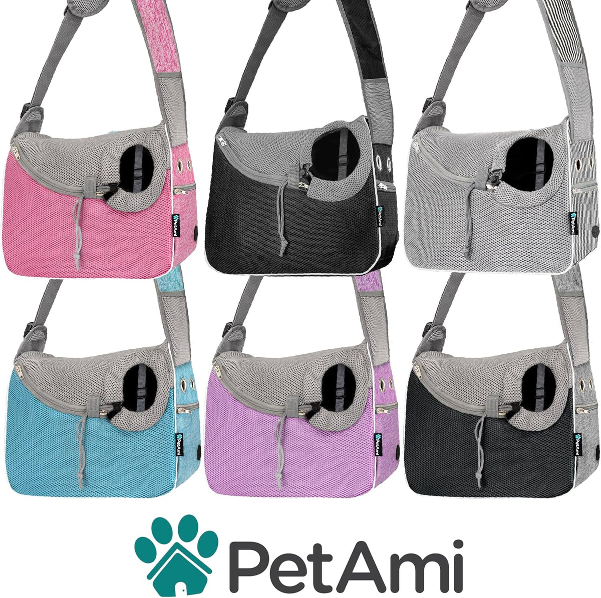 PetAmi hands free dog carrier with interior safety strap clip