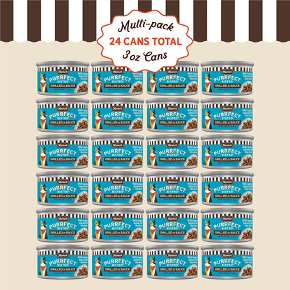 Back of Merrick Purrfect Bistro cat food can showing nutritional information