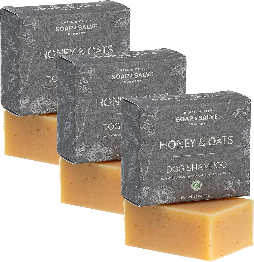 Chagrin Valley Soap & Salve Certified Organic Dog Shampoo and Conditioner - Dog Shampoo Itchy Skin Relief and Puppy Essentials - Natural Handmade Honey & Oats, 3.8 oz Bar Soap - Image 11