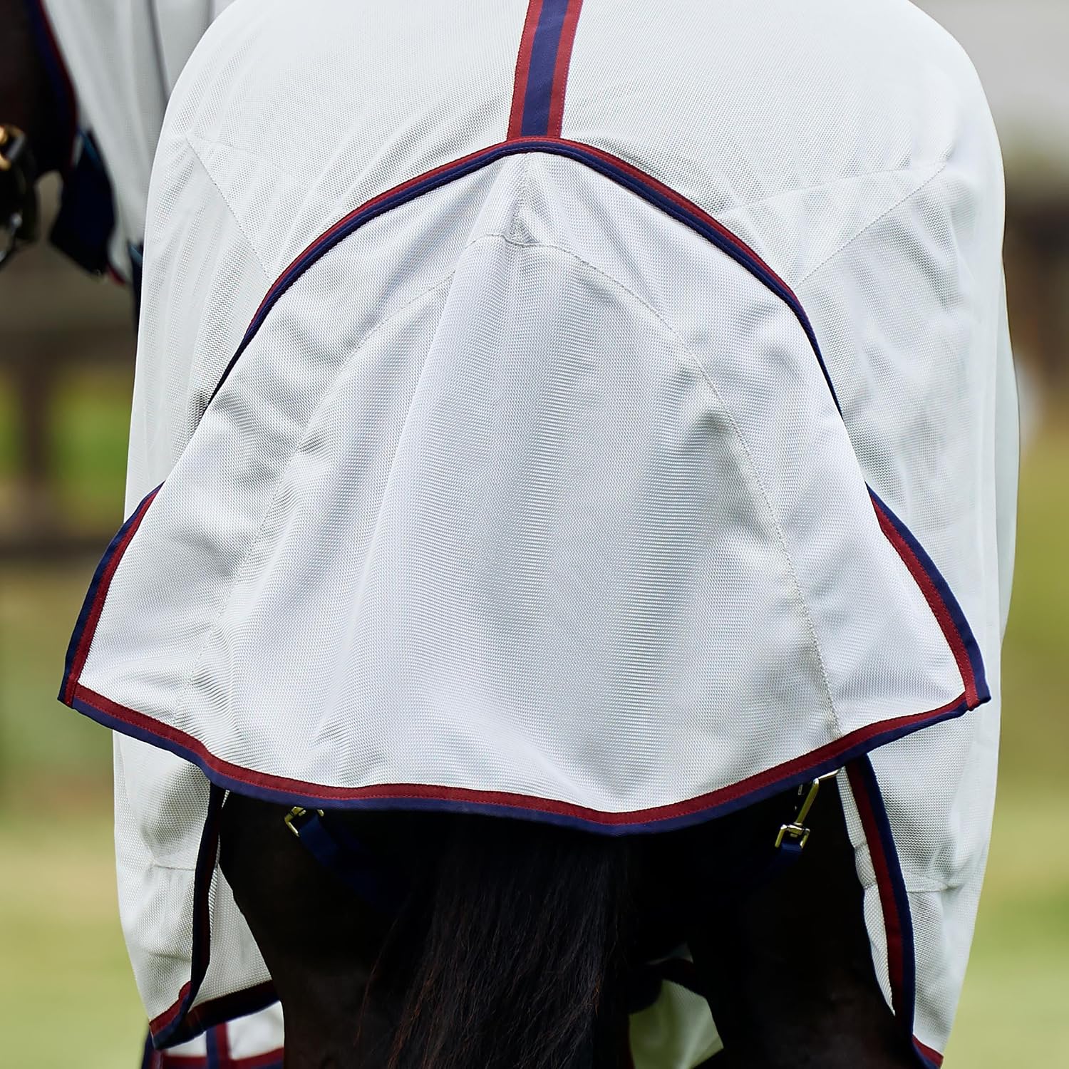 WeatherBeeta ComFiTec Airflow Fly Sheet Detach-A-Neck, Grey/Navy/Burgundy, 78" - Image 9
