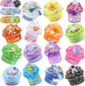 LAWOHO 15 Pack Slime Kit for Kids front view showing colorful variety of themed jars