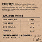 Vital Essentials grain free chicken cat food ingredients and nutritional panel