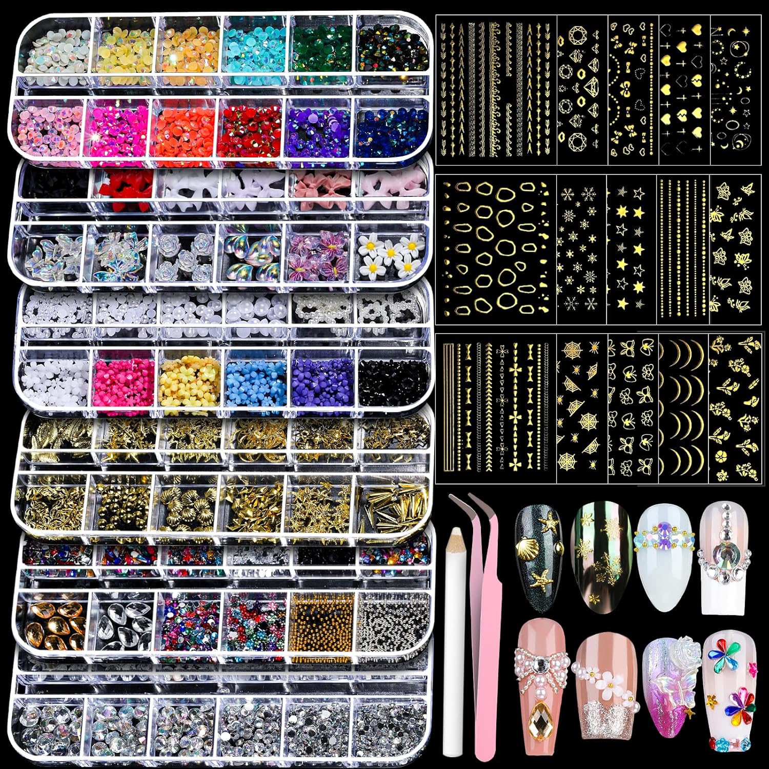 Teenitor nail charms and stickers kit front view