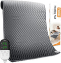 Focbeo king size heating pad front view showing extra large gray fabric for back pain relief