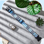 Back view of the Yeyeplum adjustable livestock tracking strap displaying the secure stitching pattern around the thick metal hardware.