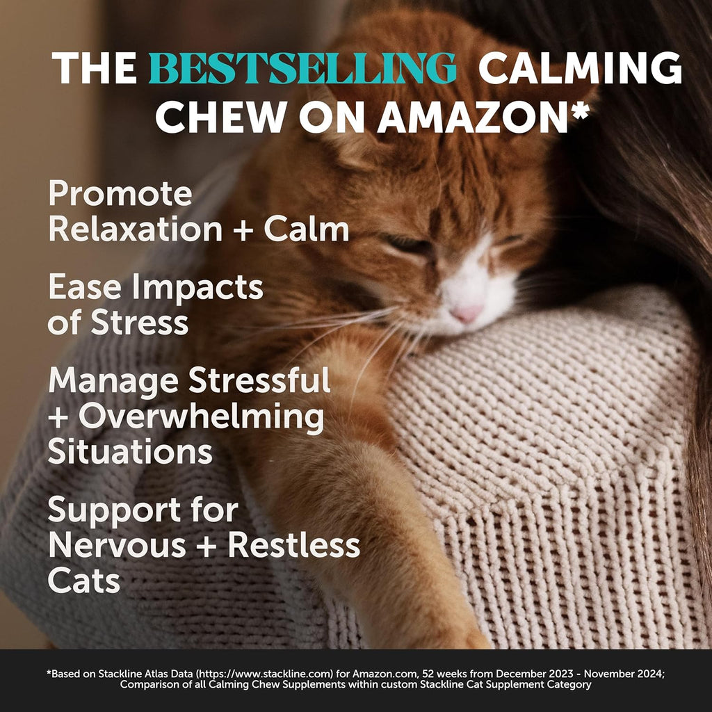 Premium cat calming chews with L-Theanine and Thiamine ingredients