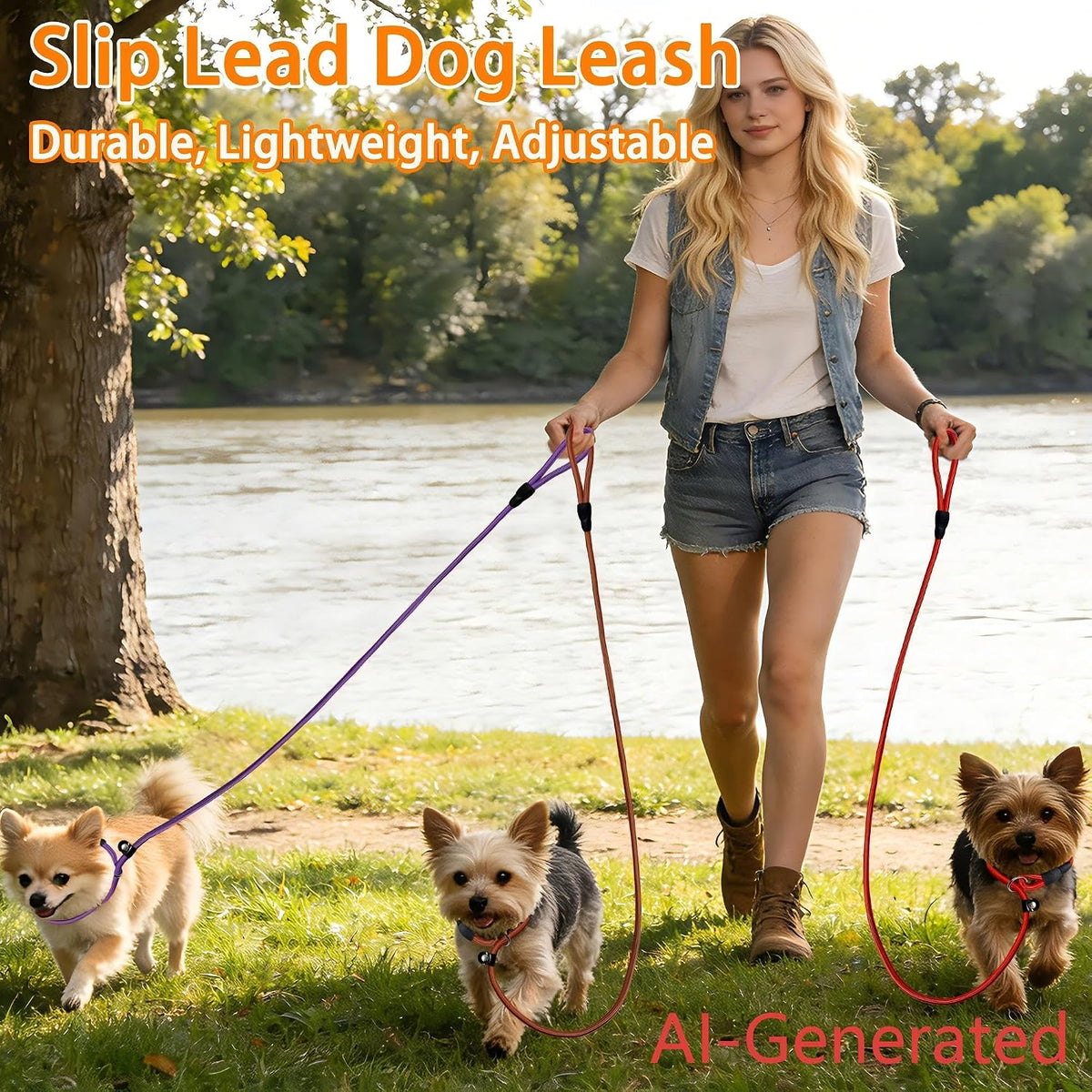 Sturdy handle loop detail of the FOVRLZSE heavy duty imported puppy walking leash.