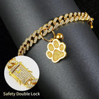 Hillban 8 inch cat collar with bell and paw charm