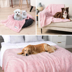 Small puppy snuggling on the PetAmi fuzzy plush sherpa throw blanket