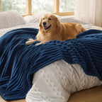 Bedsure ComfyFleece(TM) Waterproof Dog Blankets for Large Dogs - Soft Pet Cat Blanket Corduroy Fleece for Couch Bed Protector Washable, Cozy Calming Reversible Furniture Protection,50"x60", Cream - Image 10