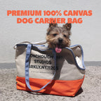 Top view of Monchouchou canvas pet carrier with flat support base
