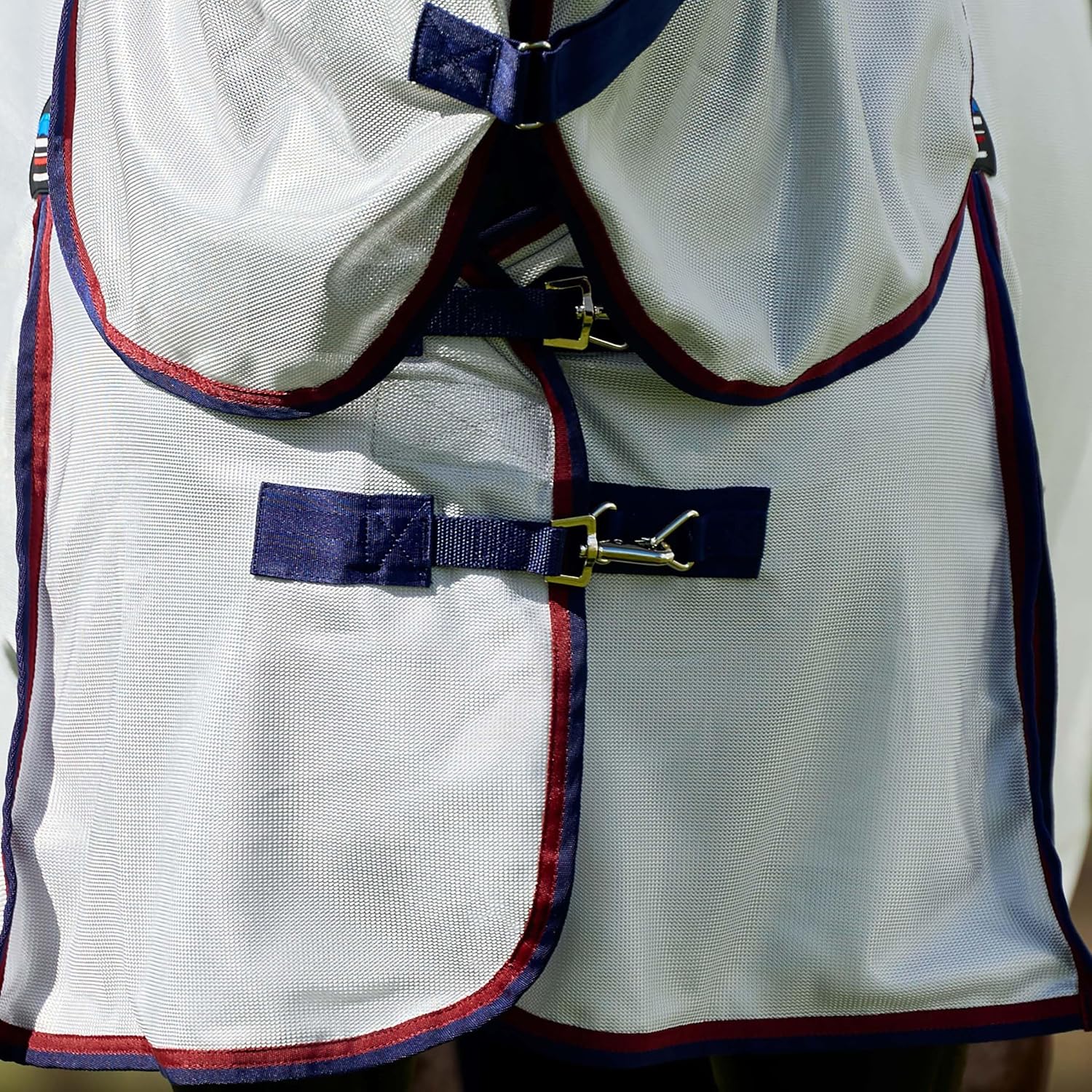 WeatherBeeta horse sheet grey navy burgundy three-piece full wrap tail flap