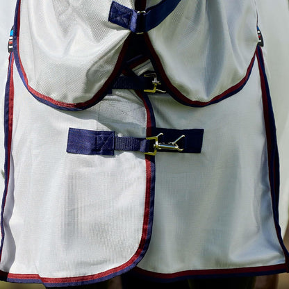 WeatherBeeta horse sheet grey navy burgundy three-piece full wrap tail flap