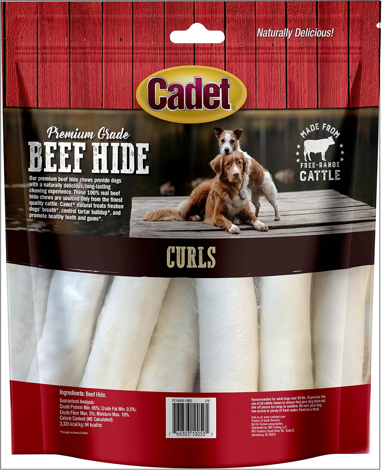 Cadet premium grade beef hide curls showing natural coloring