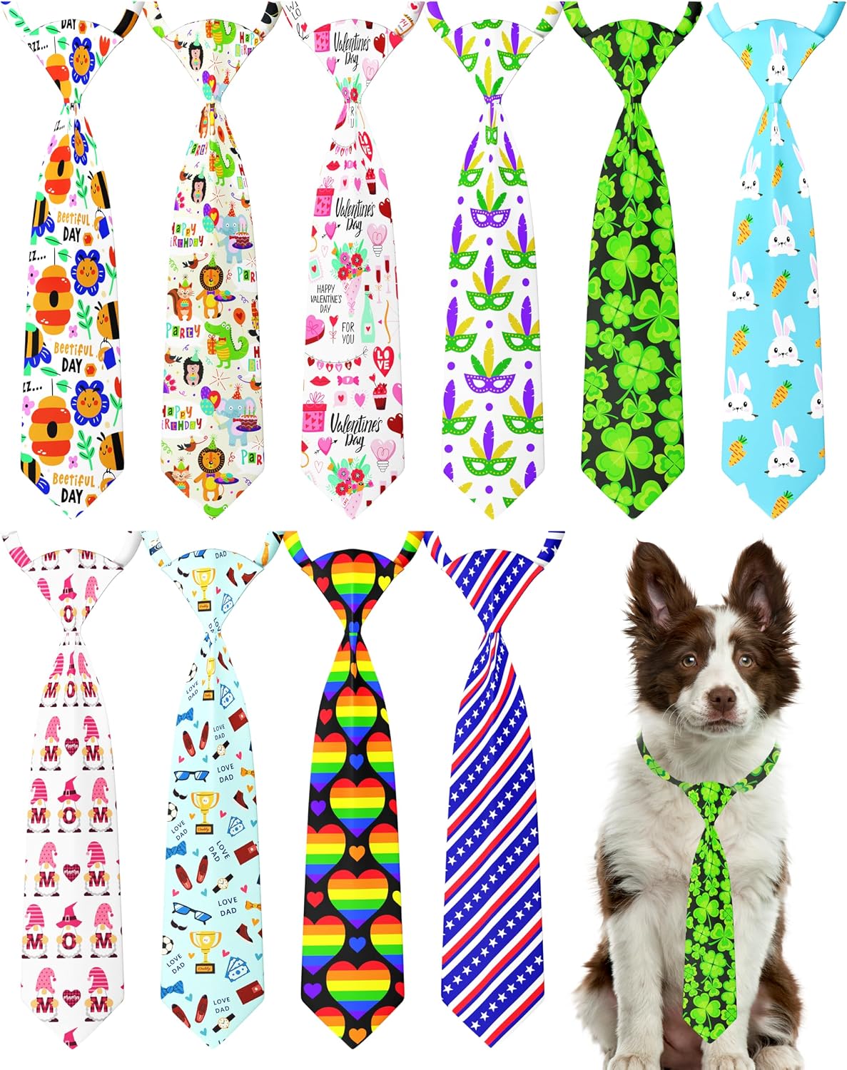 PET SHOW 10 Pack Holiday Small Dog Ties Neckties for Doggies Cats Adjustable Grooming Accessories Neck Ties Bowties Girl Boy Pets Festival Costumes Puppy Wedding Party Gift Favor - Image 11