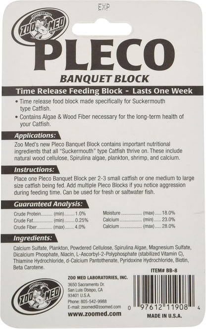 Zoo Med Laboratories AZMBB8 catfish feeder block showing the round dark colored slow release tablets