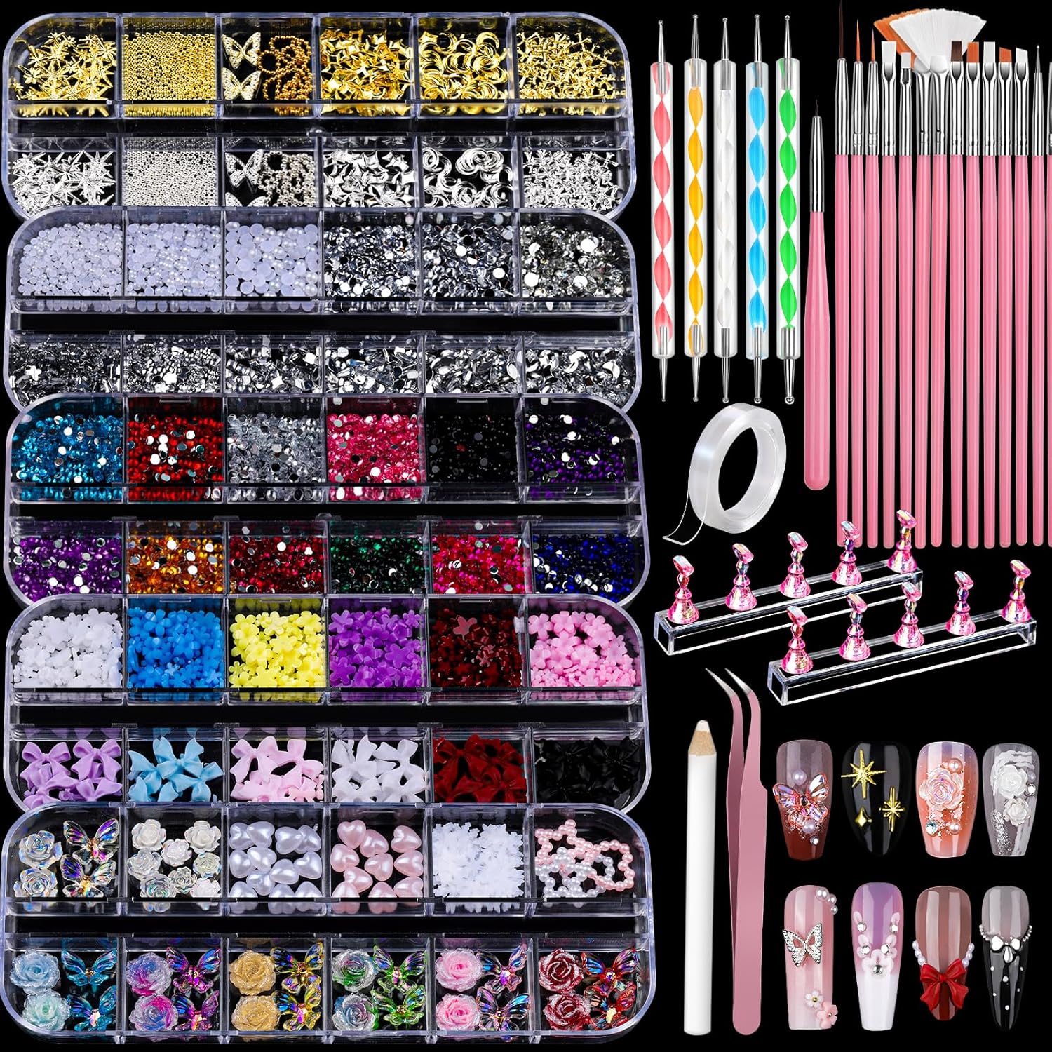 Teenitor nail charms and art tools set front view