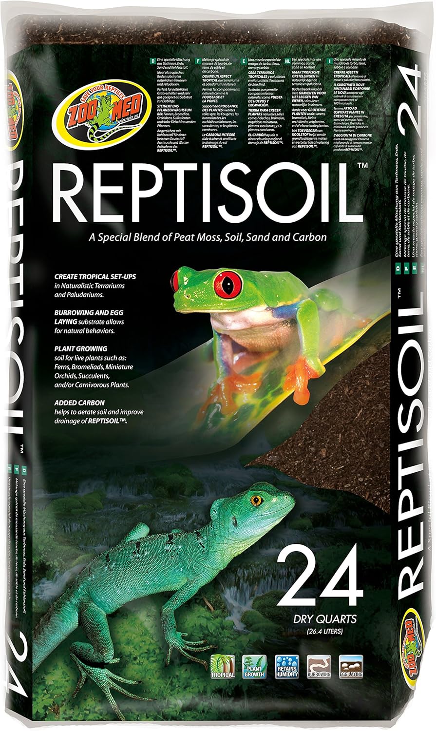 Zoo Med Reptisoil 10 quart package displayed for naturalistic terrarium setups