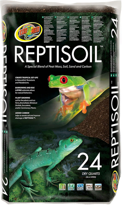 Imported Zoo Med all natural enclosure substrate showing detailed text and application instructions