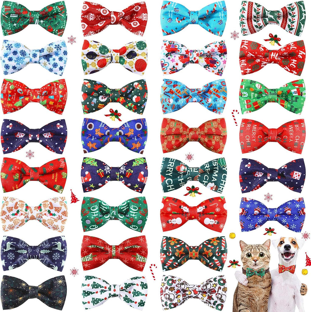 A domestic cat wearing the lightweight polyester Hawaiian pet bowtie in a colorful setting.