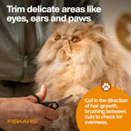 Premium imported Fiskars pet supplies showing precision beveled edge blades