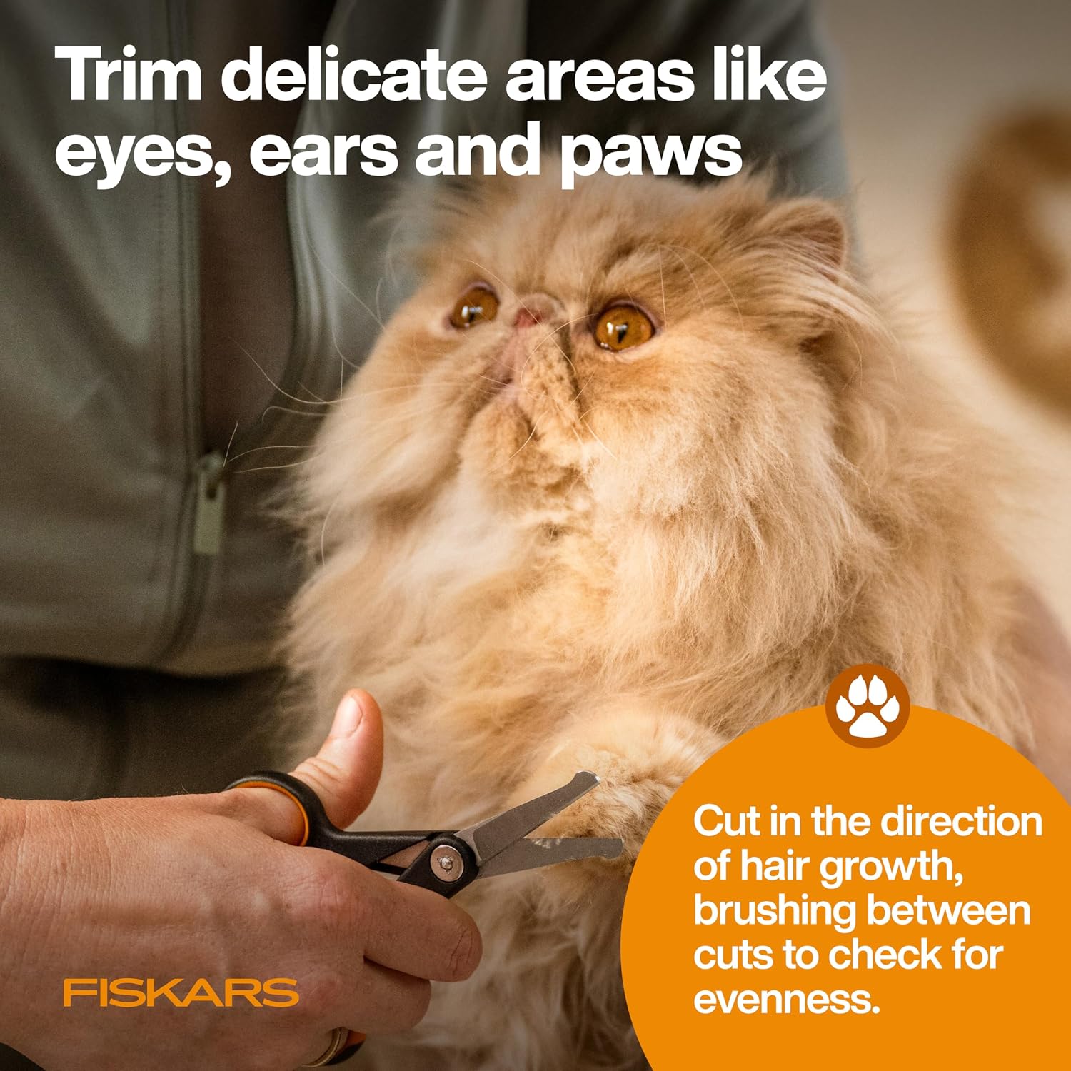 Premium imported Fiskars pet supplies showing precision beveled edge blades