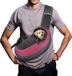 Folded pet travel carrier showing compact storage size