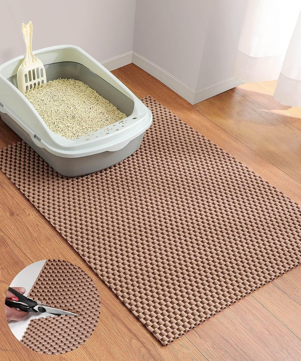 Cooyes Cat Litter Mat - Cut to Fit Any Place, 35"x23" Large Litter Trapping Mat for Litter Box, Easy to Clean, Waterproof & Non-Slip Kitty Pad, Scatter Control to Protect the Floor (Khaki) - Image 12
