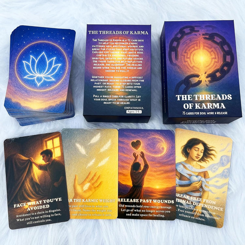 DPEHAKMK Karmic Healing Oracle Cards front view of the premium box package