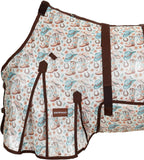 Showman breathable horse blanket with detachable neck cover and adjustable belly wrap.