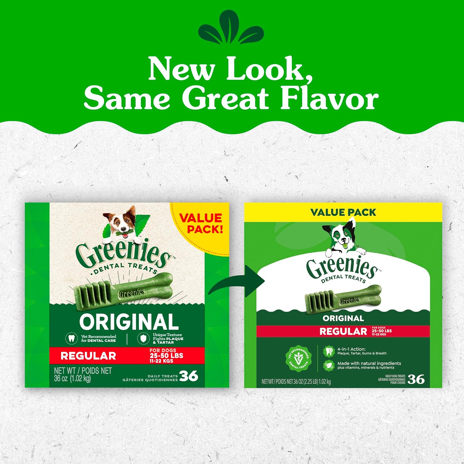 Greenies Veterinarian-Recommended Adult Natural Dental Dog Treats Regular Size, Dog Dental Chews, Original Flavor, 36 oz. Pack, 36 Count - Image 2