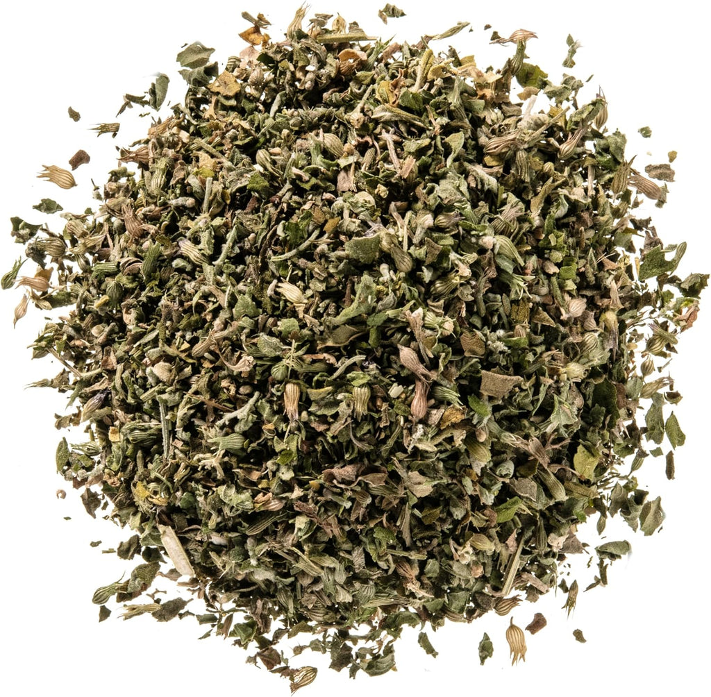 Premium catnip silver vine and valerian root mixture inside an open resealable two ounce container.