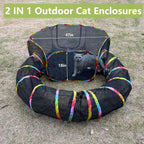 Two in one pop up cat tent and connecting tunnel layout suitable for rabbits and puppies