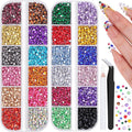 CoolShef resin nail art rhinestones kit front view showing pre-sorted compartments.