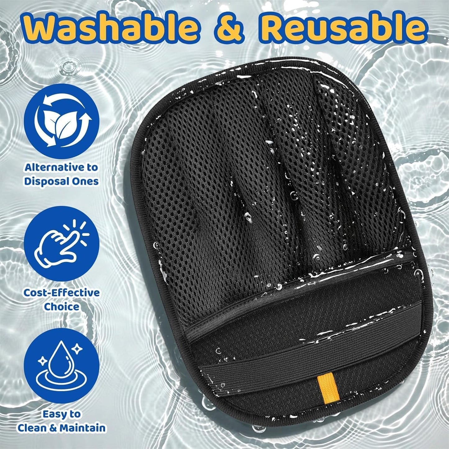 Washable pet shedding massage glove with breathable mesh back
