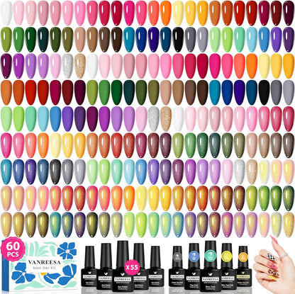 Vanreesa 60 pieces gel nail polish set front view showing 55 colors