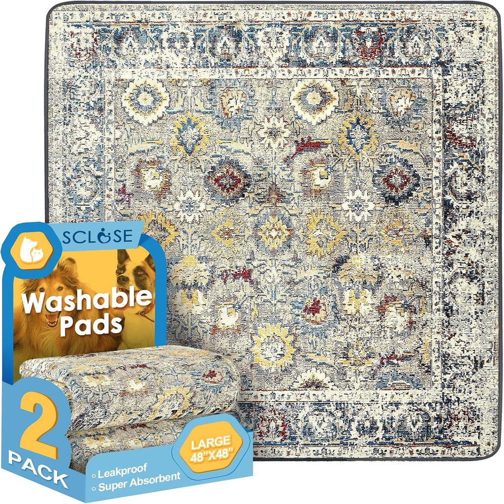 SCLOSE Washable Pee Pad for Dogs, 32" x 24" Reusable Puppy Pads Waterproof Dog Rugs, Super Absorbent, Leakproof, Dog Crate Pad, Playpen Mat, Whelping Pads, Vintage - Image 12
