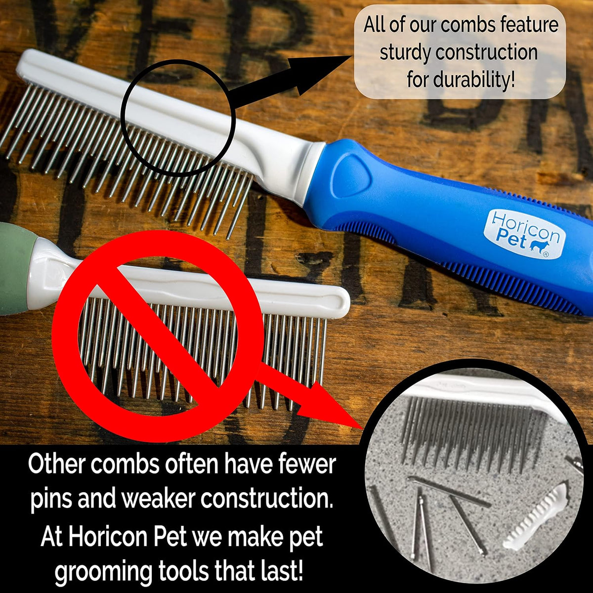 Detangling Dog Comb with Long & Short Stainless Steel Metal Teeth - Dogs, Cats & Small Animals for Removing Matted Fur, Knots & Tangles - Image 9