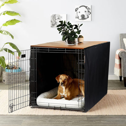 HiCaptain rustic brown pet crate table topper packaging contents showing foldable wood panel