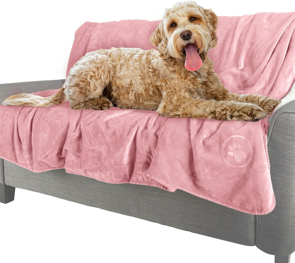 Waterproof Pet Blanket - 50x60-Inch Reversible Sherpa Fleece Throw Protects Couches, Cars, and Beds from Spills, Stains, and Fur by PETMAKER (Gray) - Image 9