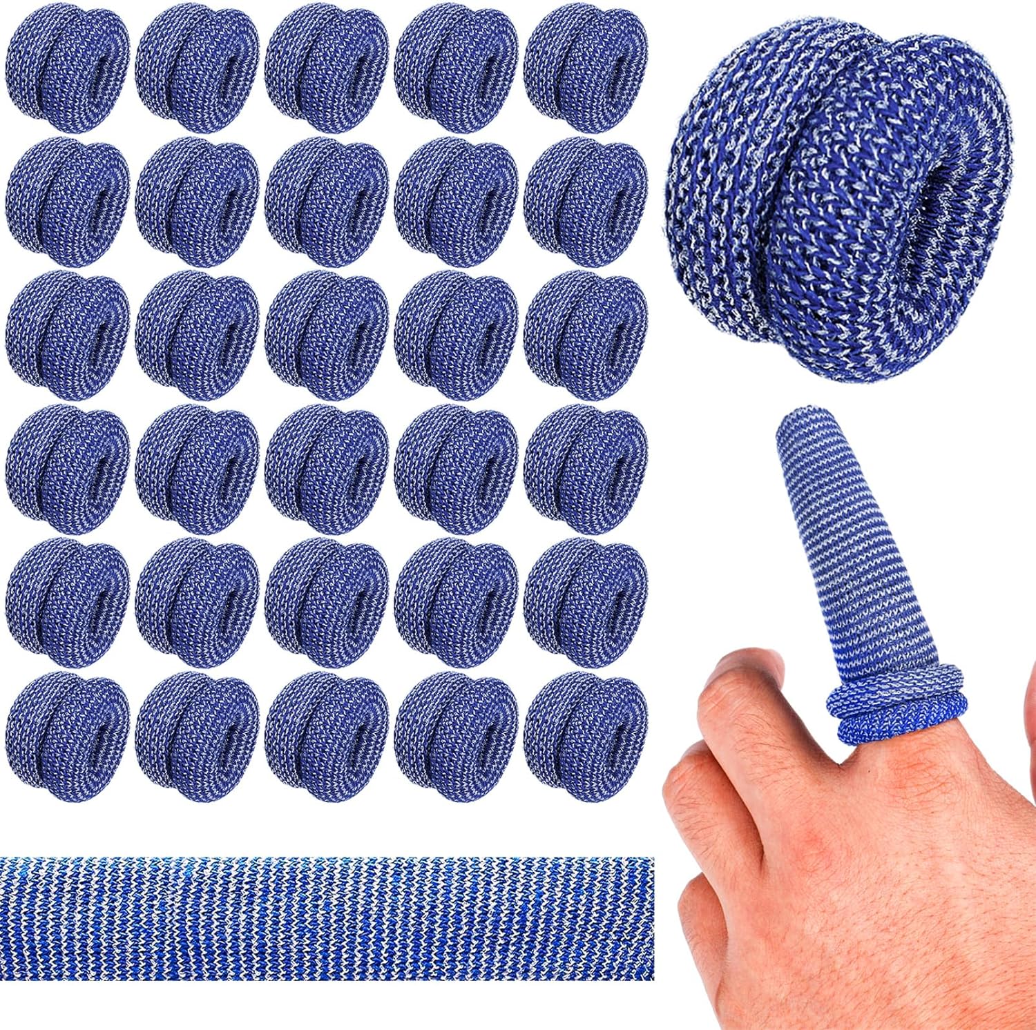 LAOJU finger bandage roll pack front view showing blue breathable cotton tubular finger cots for wound care