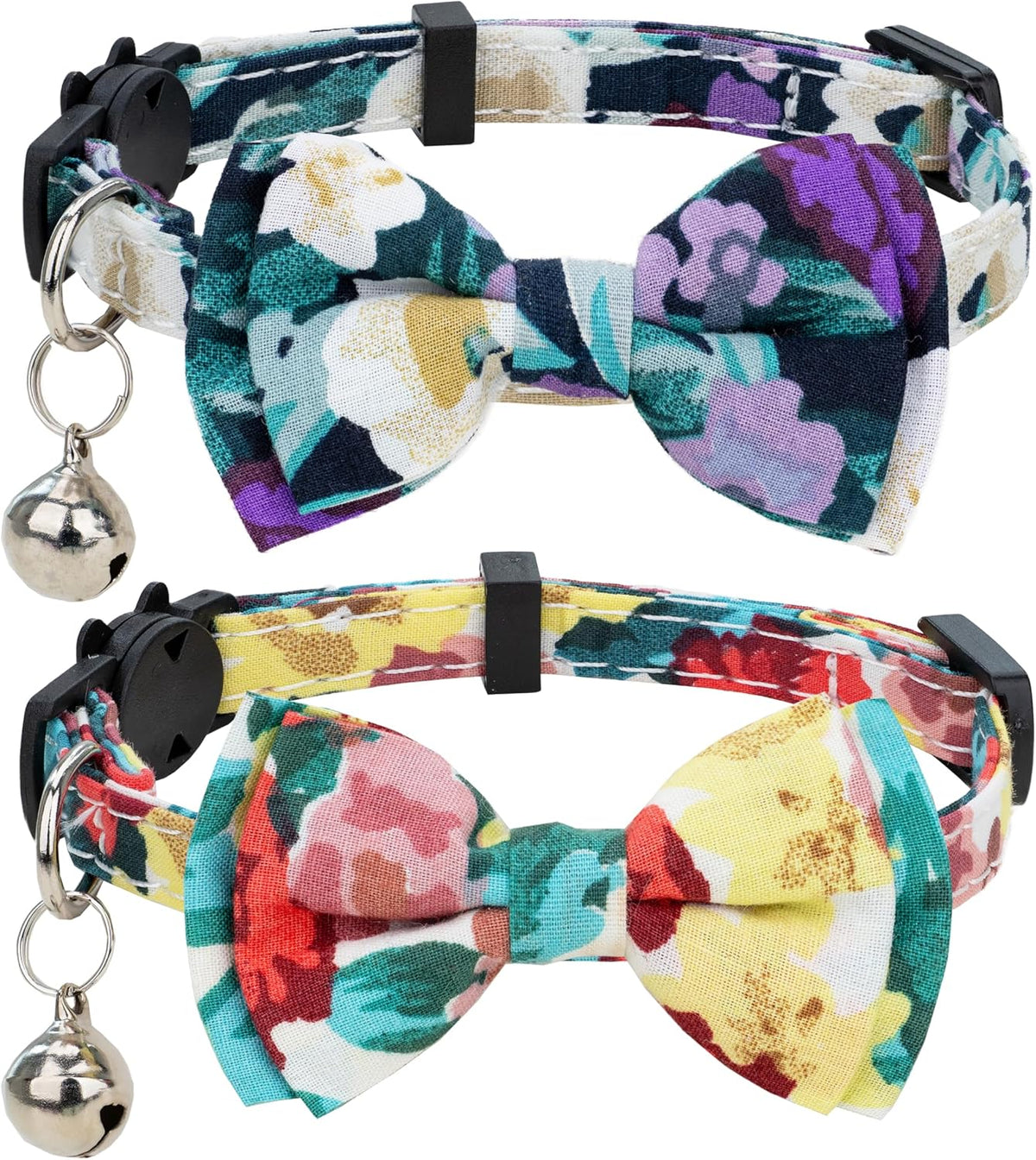 Collar for Cat Pet Breakaway with Bell Bowtie Detachable Bow Adjustable Safety Kitten Puppy Girl Boy 2pcs Flower-Blue & Yellow - Image 14