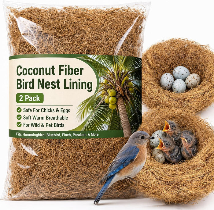 Sukh Coconut Fiber for Bird Nest - Bird Nest Bedding for Hummingbird Finch - Image 1
