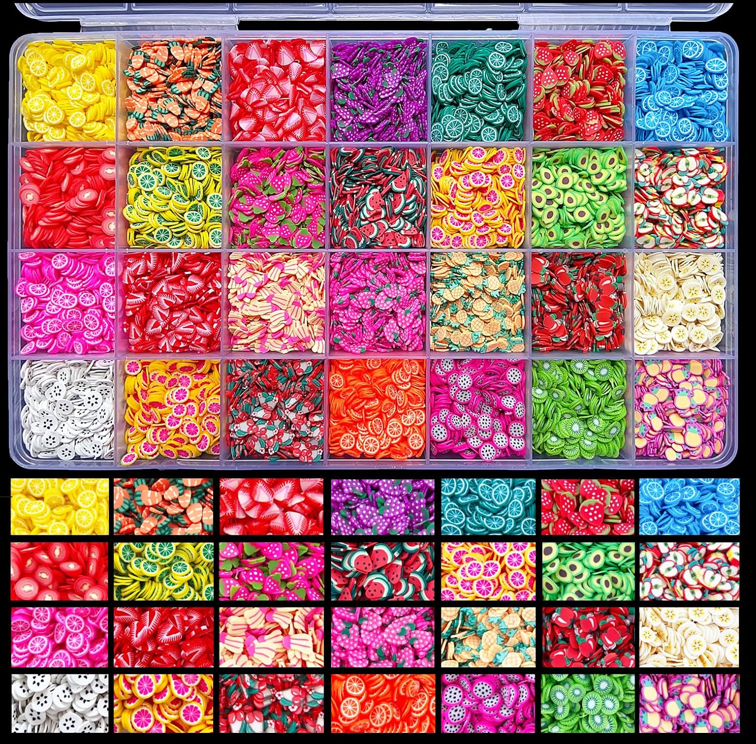 Ehope 17500 pieces polymer fruit slices nail art set front view